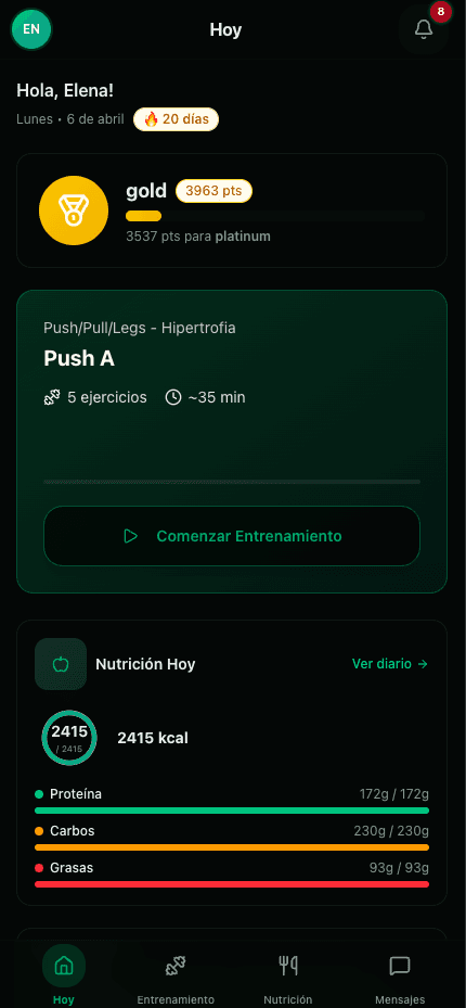 Vista previa de la app móvil