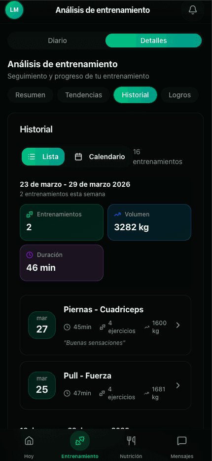 Entrenamiento inteligente y +1000 ejercicios